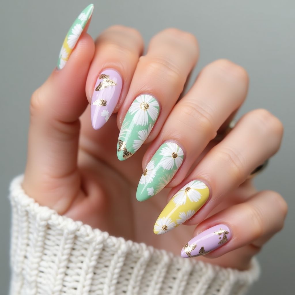 Almond Spring Nail Design