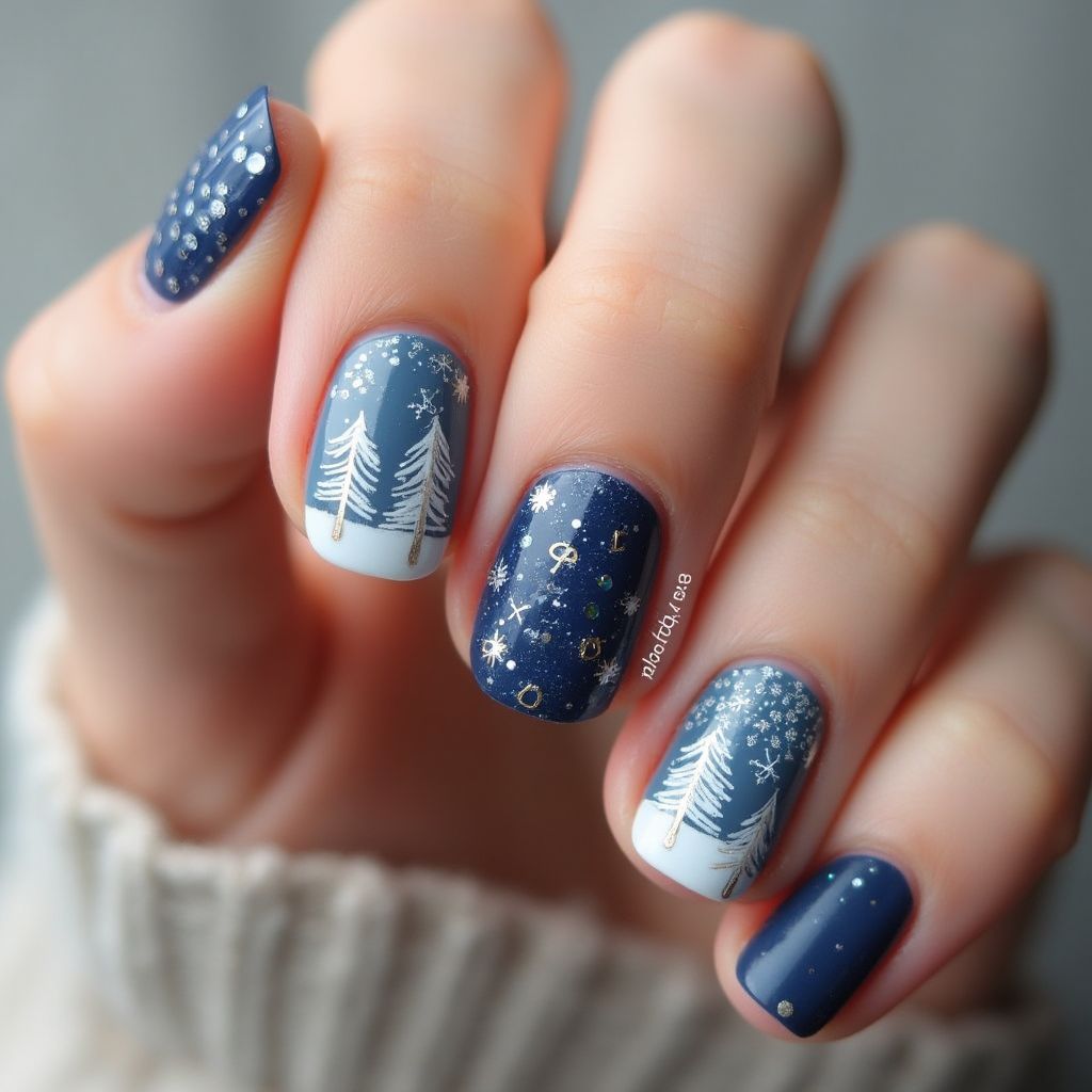 Winter Round Nail Design