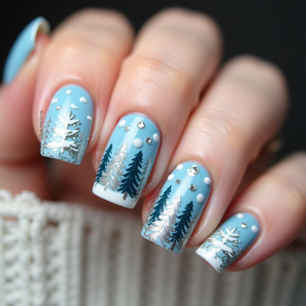 Winter Square Nail Design