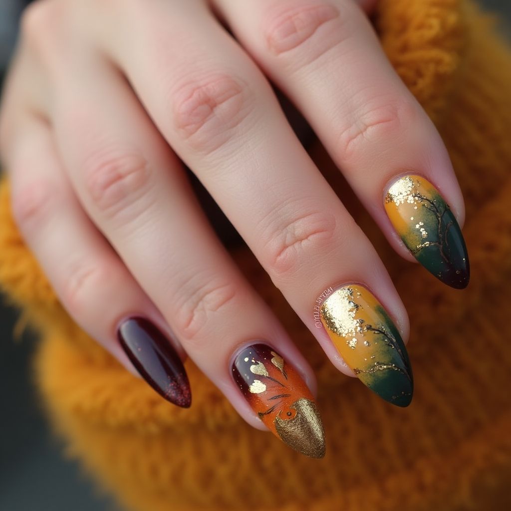 Autumn Stiletto Nail Design