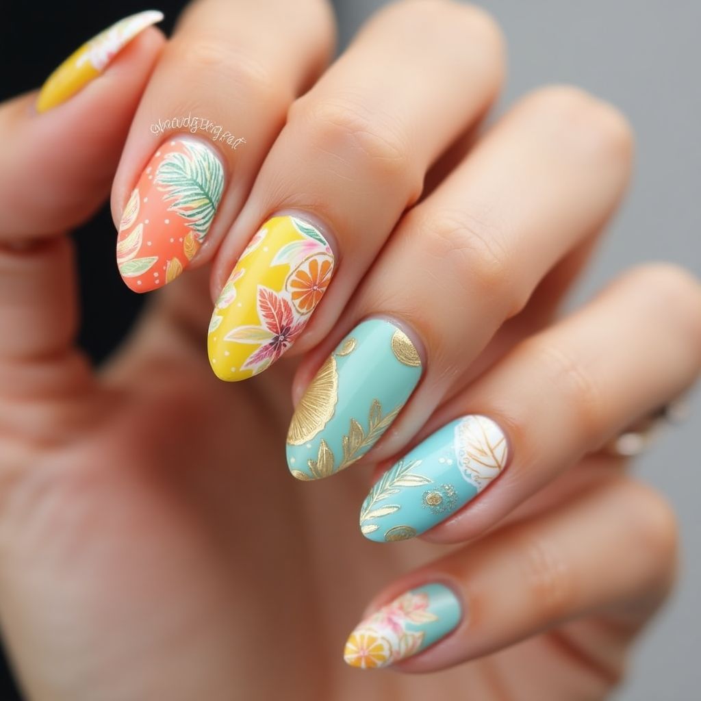 Almond Summer Nail Design