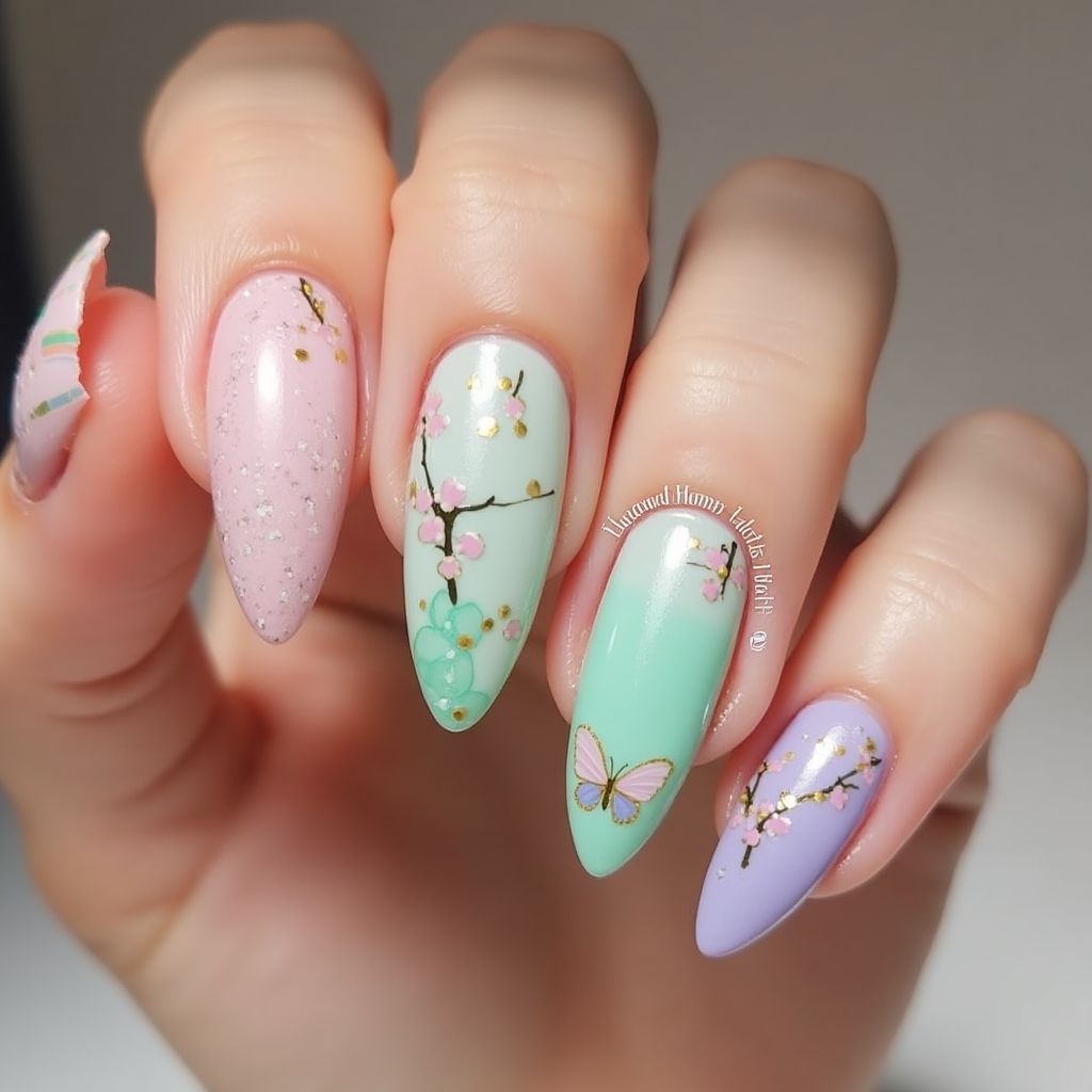 Spring Stiletto Nail Design