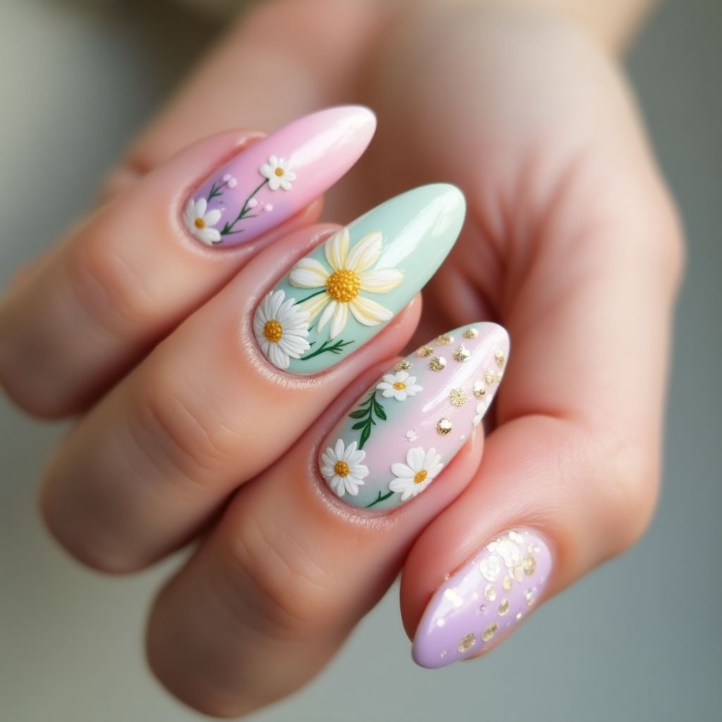 Almond Spring Nail Design