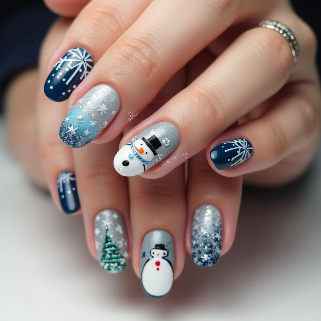 Round Winter Nail Design