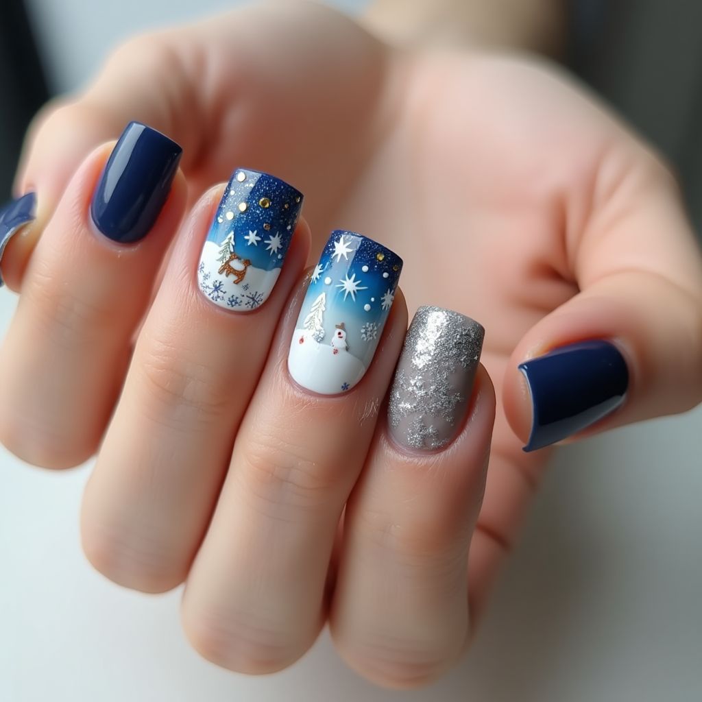 Square Winter Nail Design