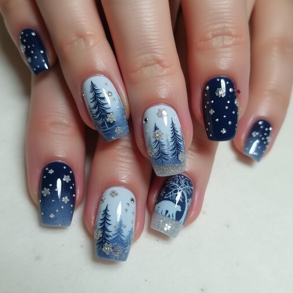 Coffin Winter Nail Design