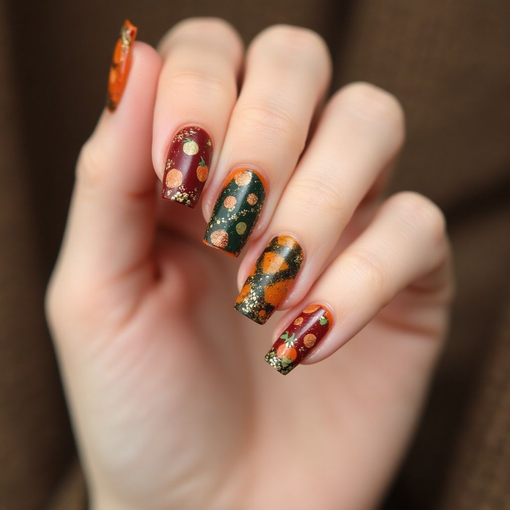 Square Autumn Nail Design