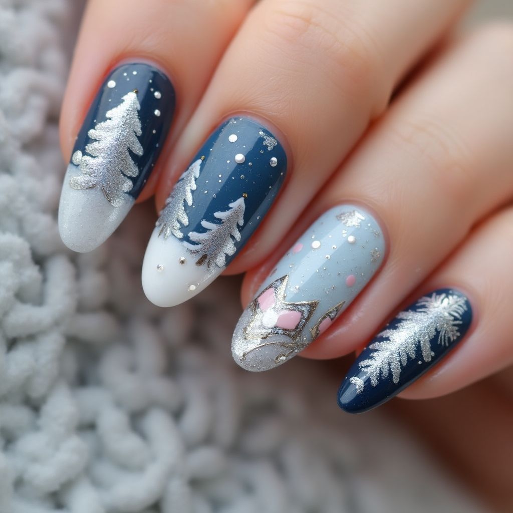 Stiletto Winter Nail Design
