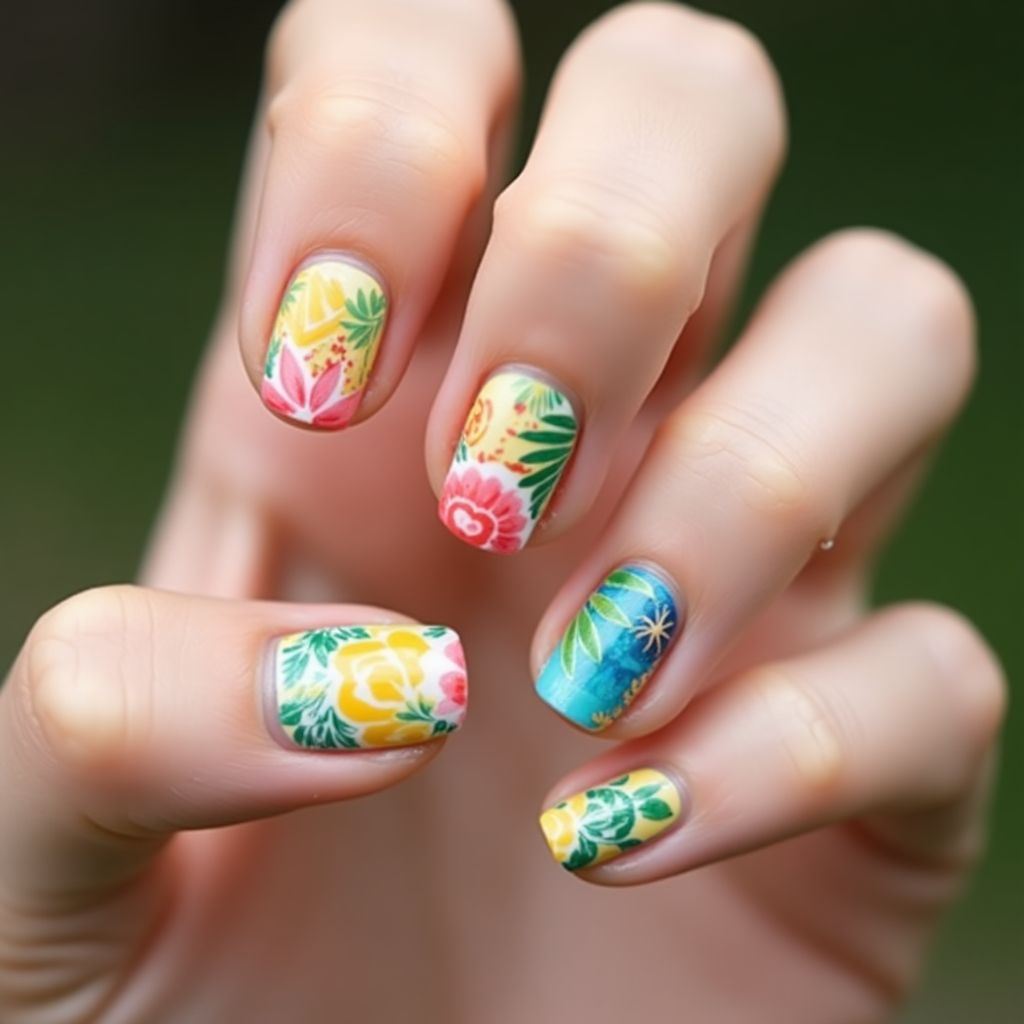 Round Summer Nail Design