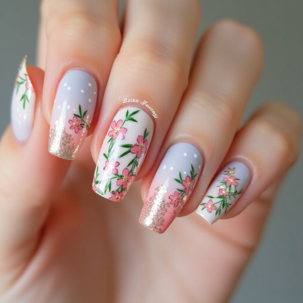 Spring Stiletto Nail Design