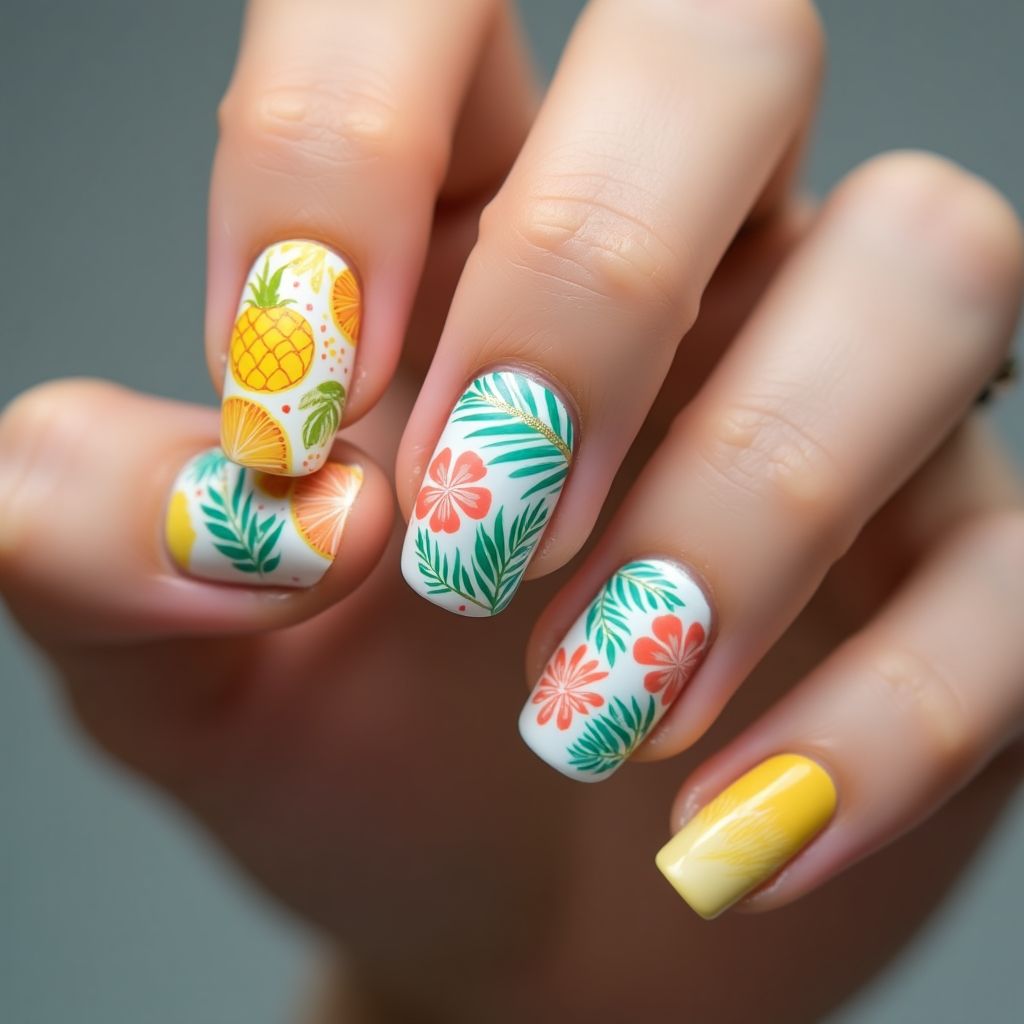 Round Summer Nail Design