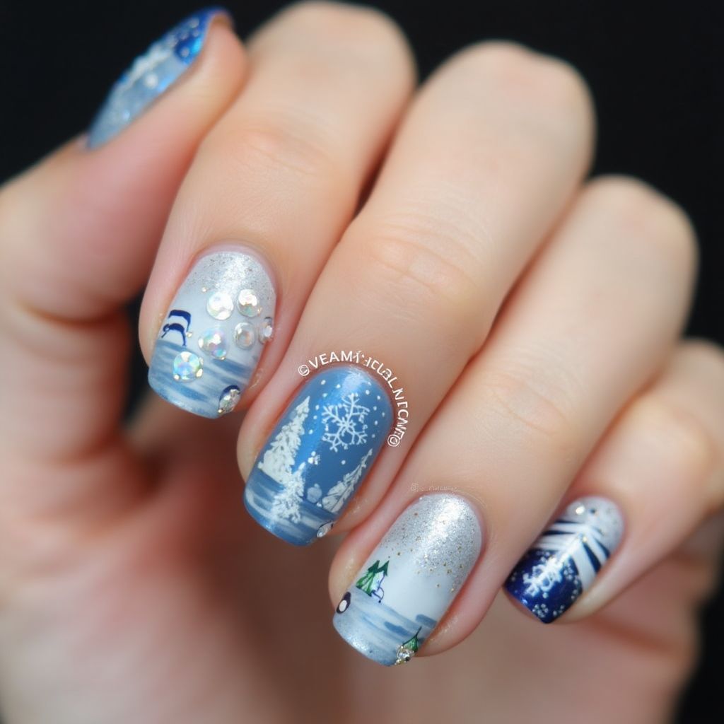 Winter Round Nail Design