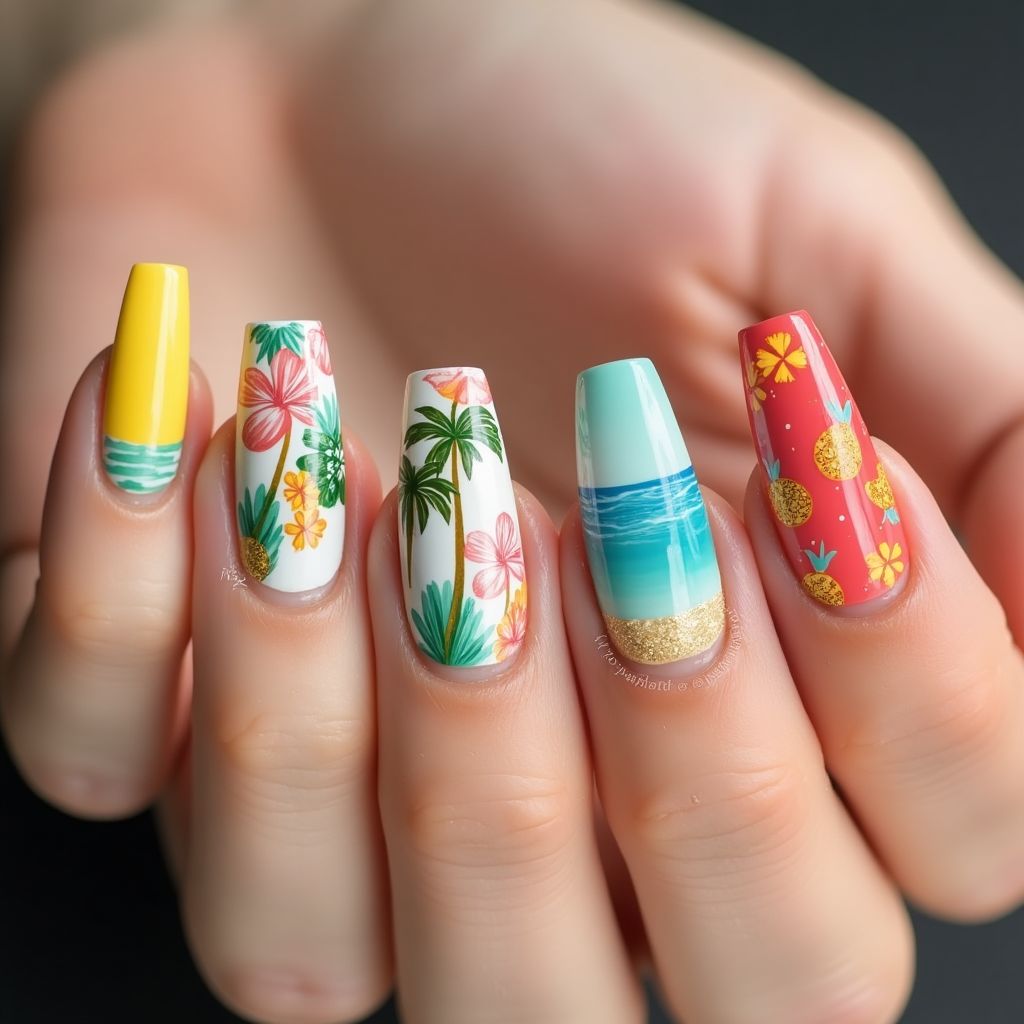 Summer Square Nail Design