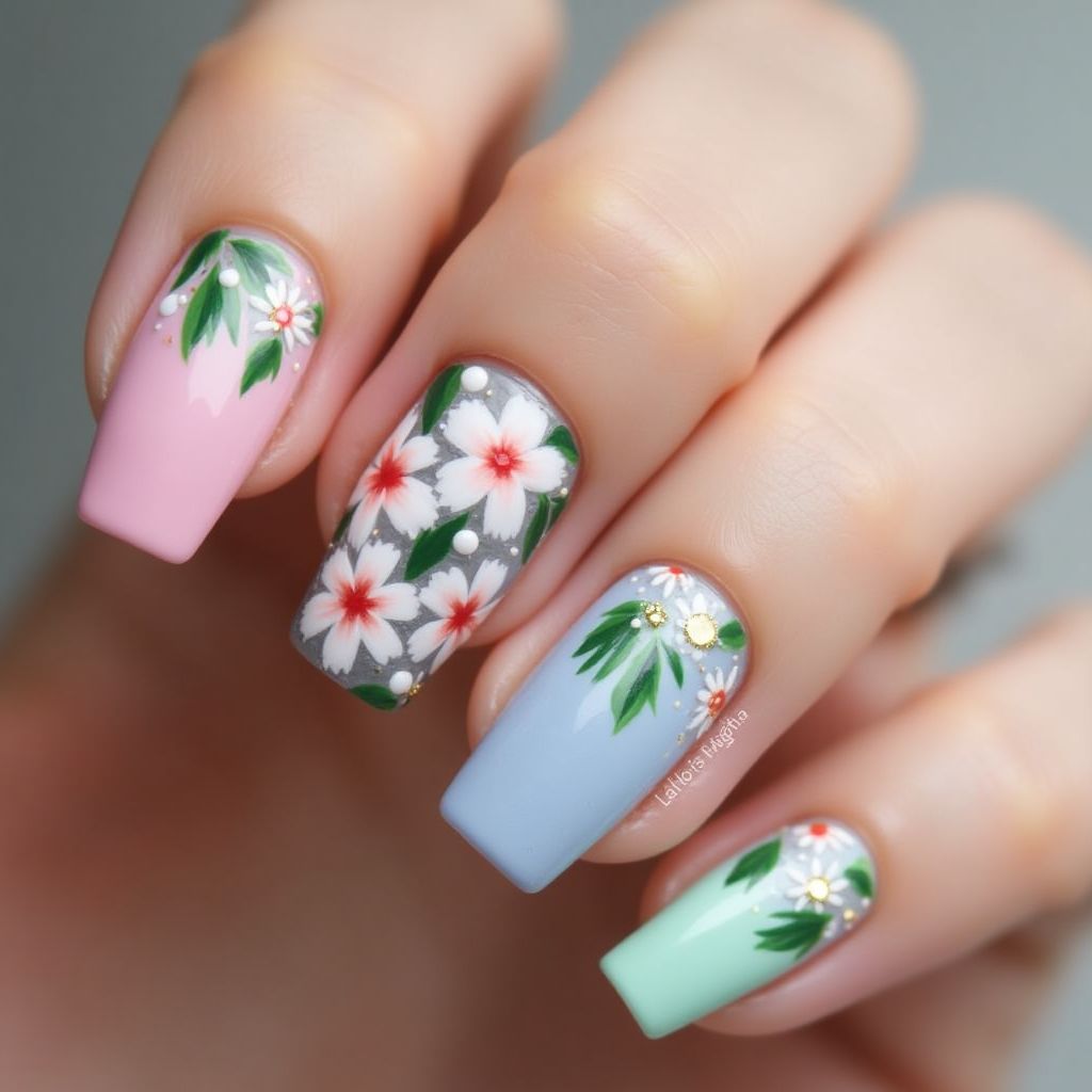 Square Spring Nail Design