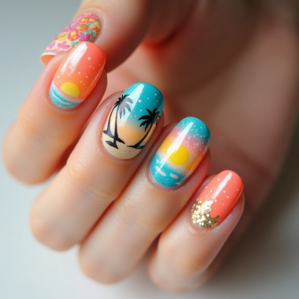 Round Summer Nail Design