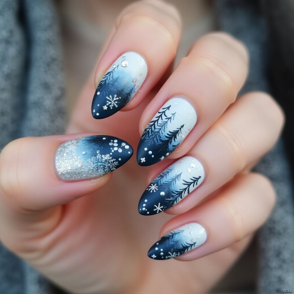 Stiletto Winter Nail Design