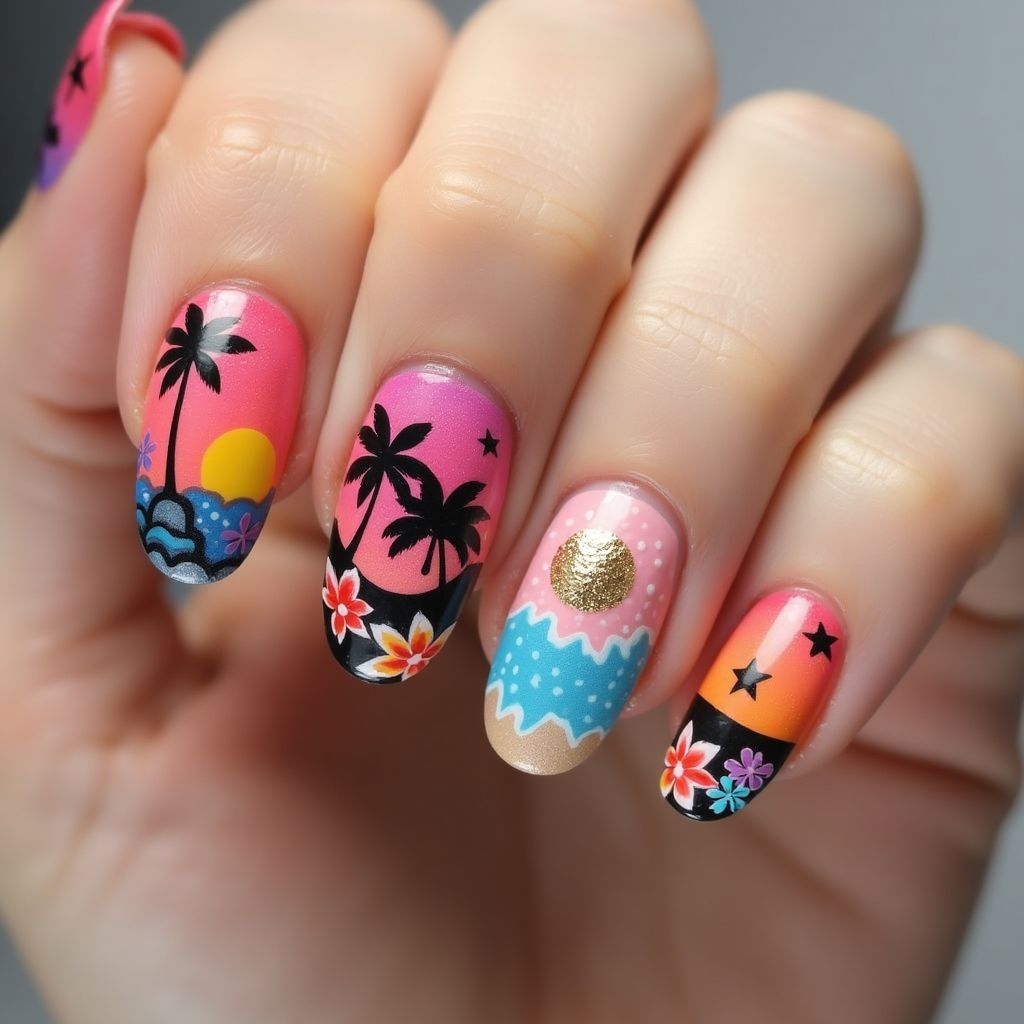 Almond Summer Nail Design