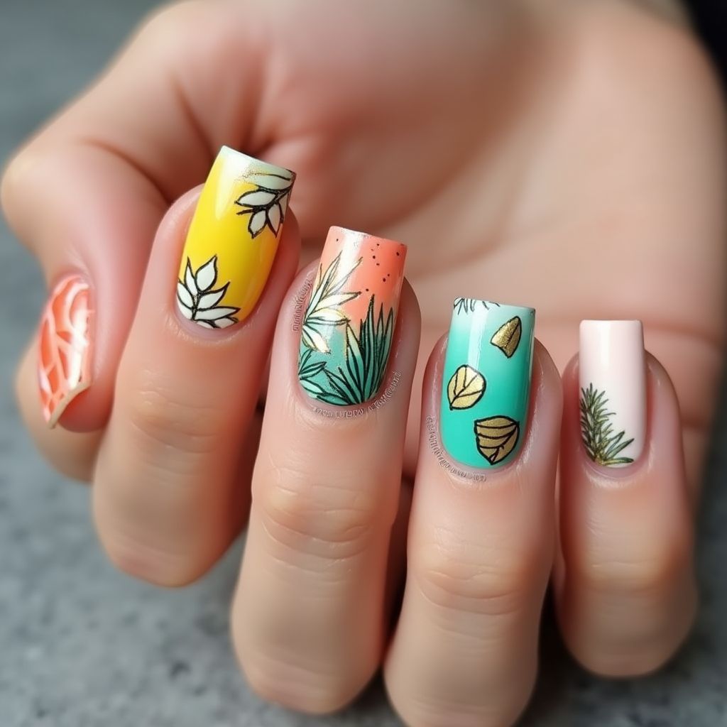 Square Summer Nail Design