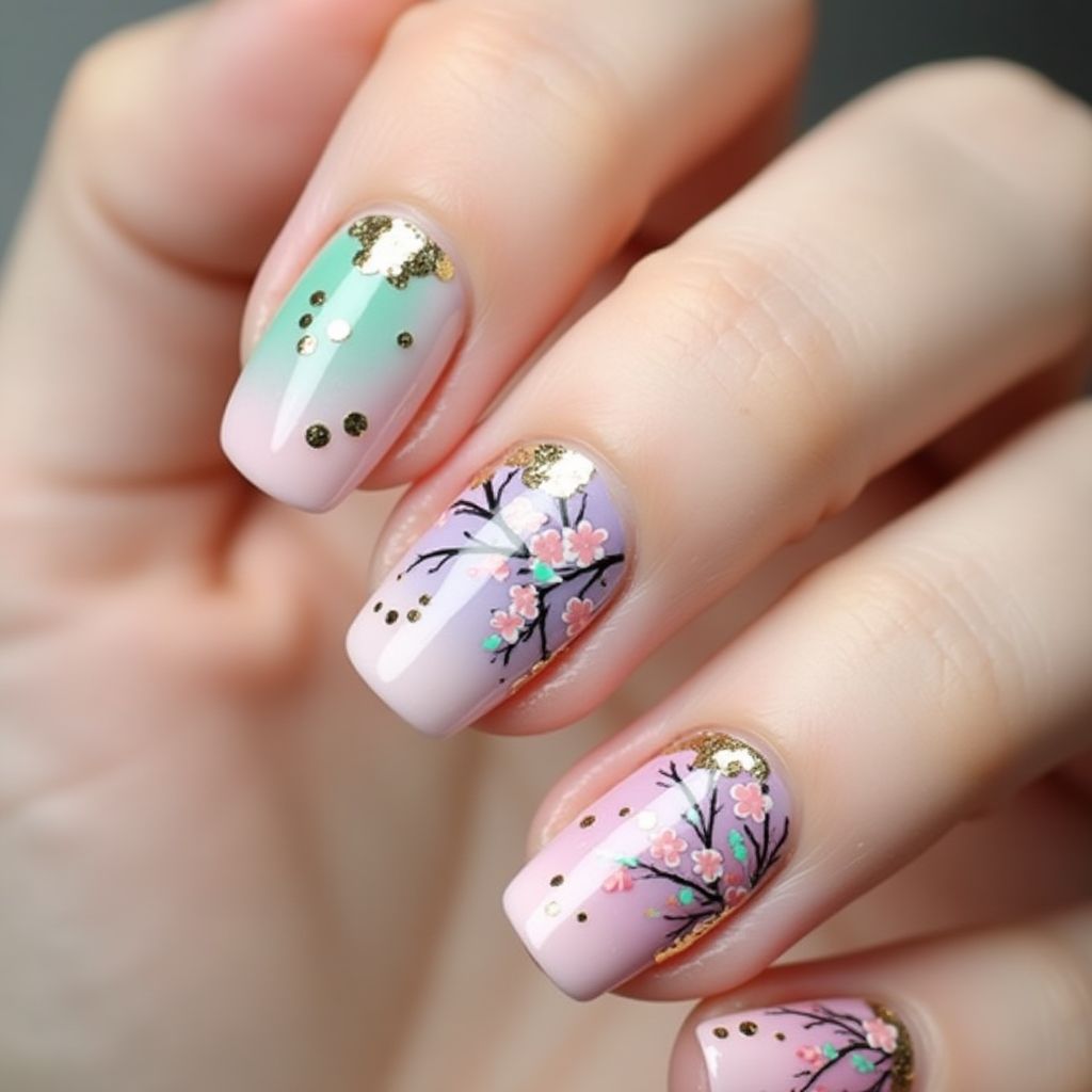 Spring Round Nail Design