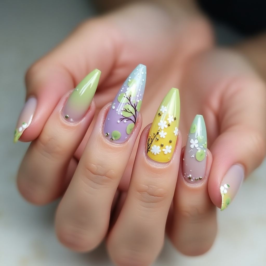 Stiletto Spring Nail Design