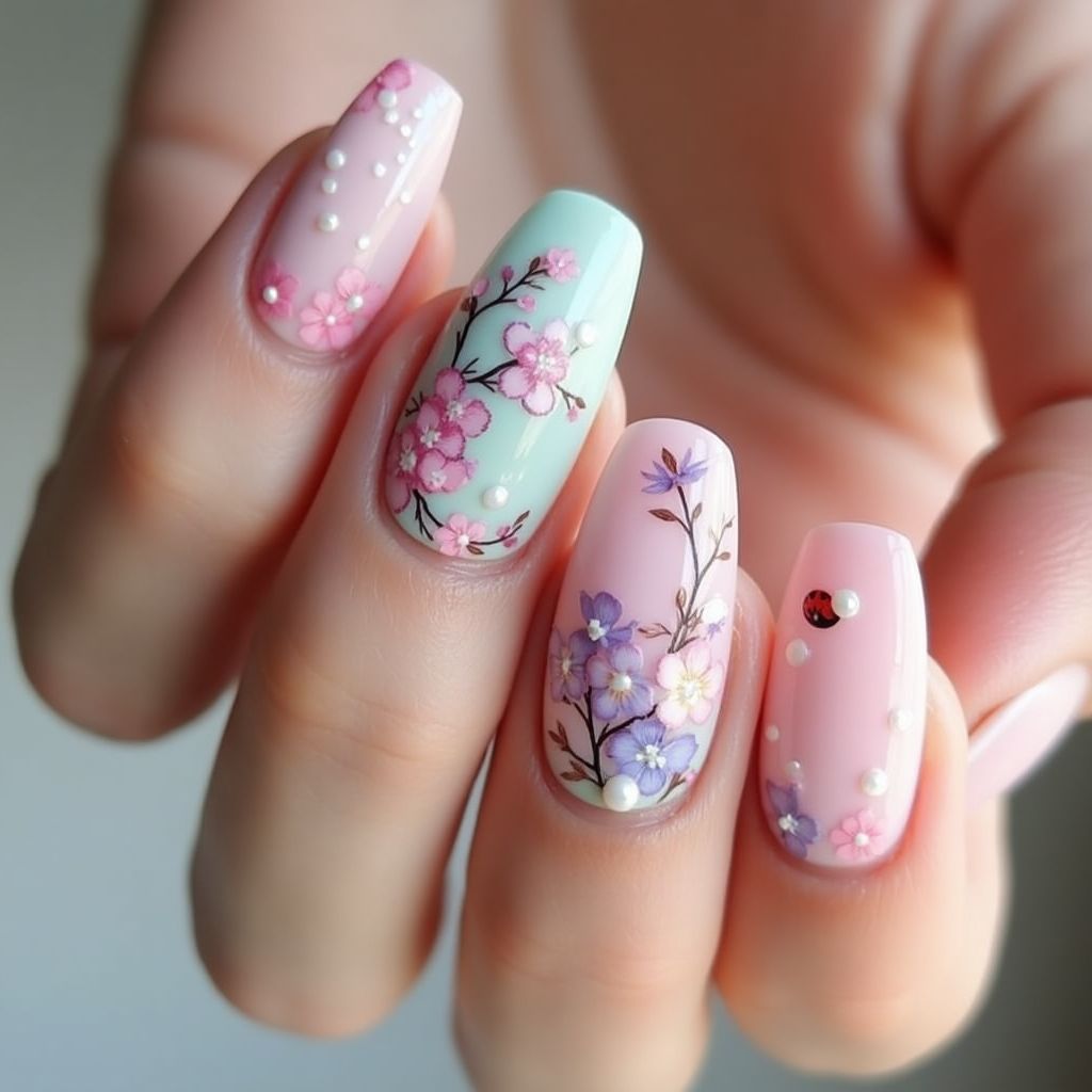Coffin Spring Nail Design