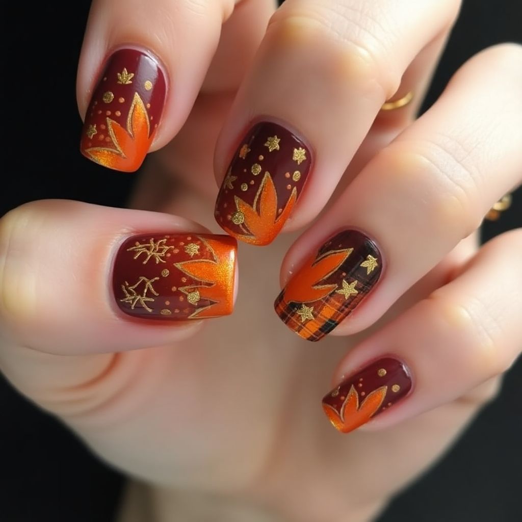 Autumn Square Nail Design