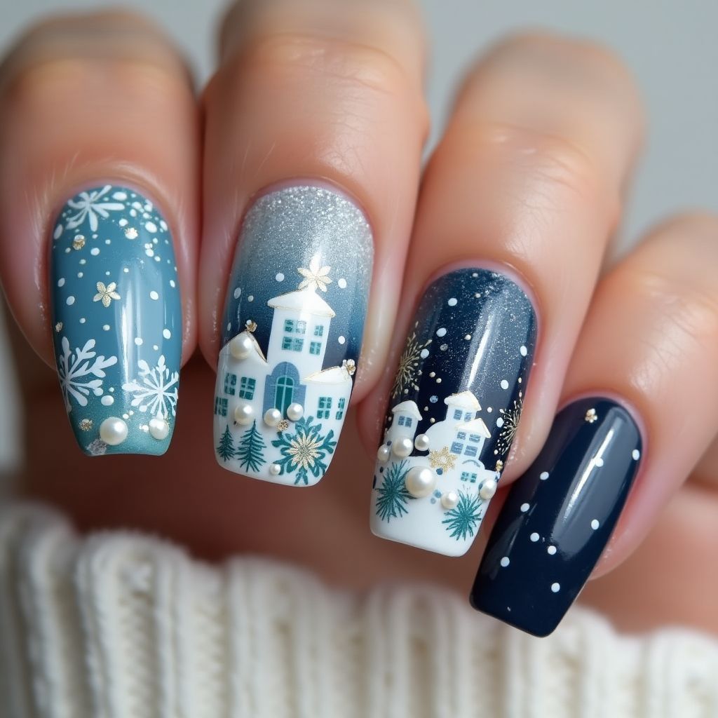 Coffin Winter Nail Design