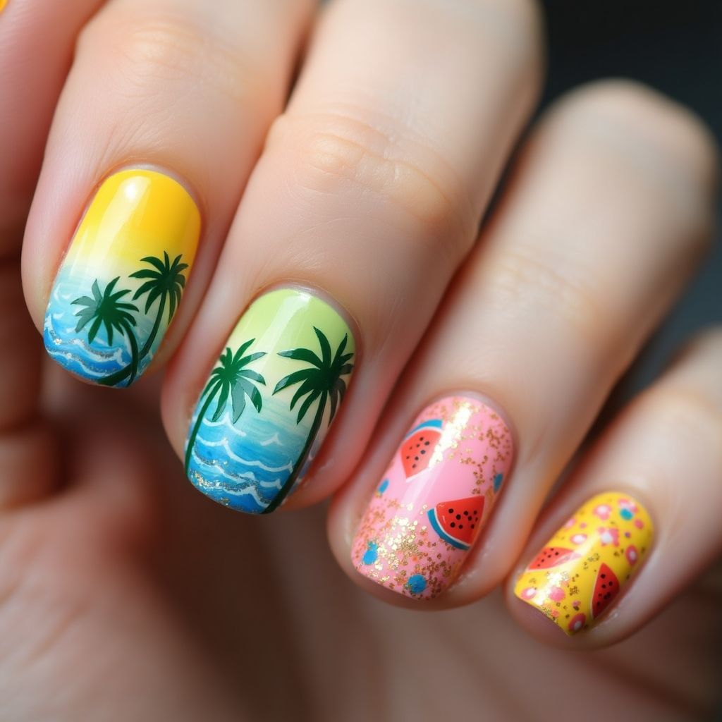 Summer Round Nail Design