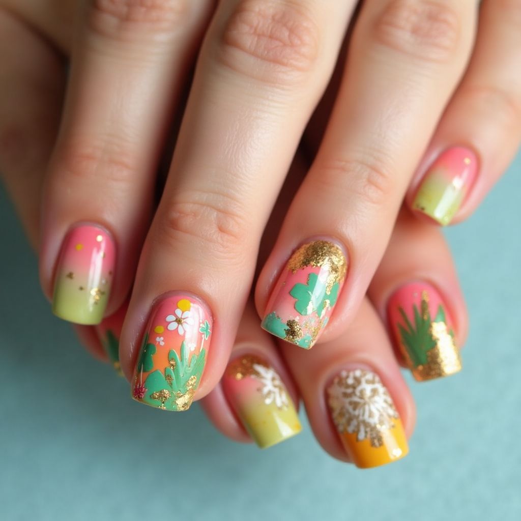 Round Summer Nail Design