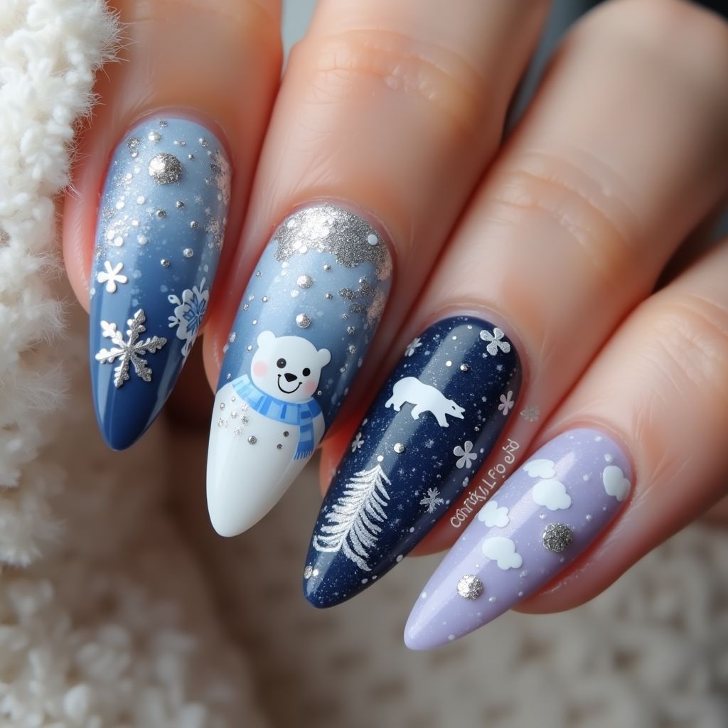 Winter Stiletto Nail Design