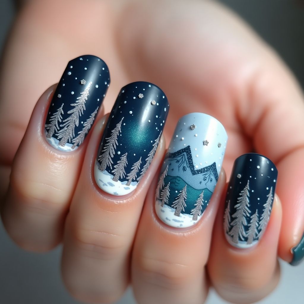 Coffin Winter Nail Design