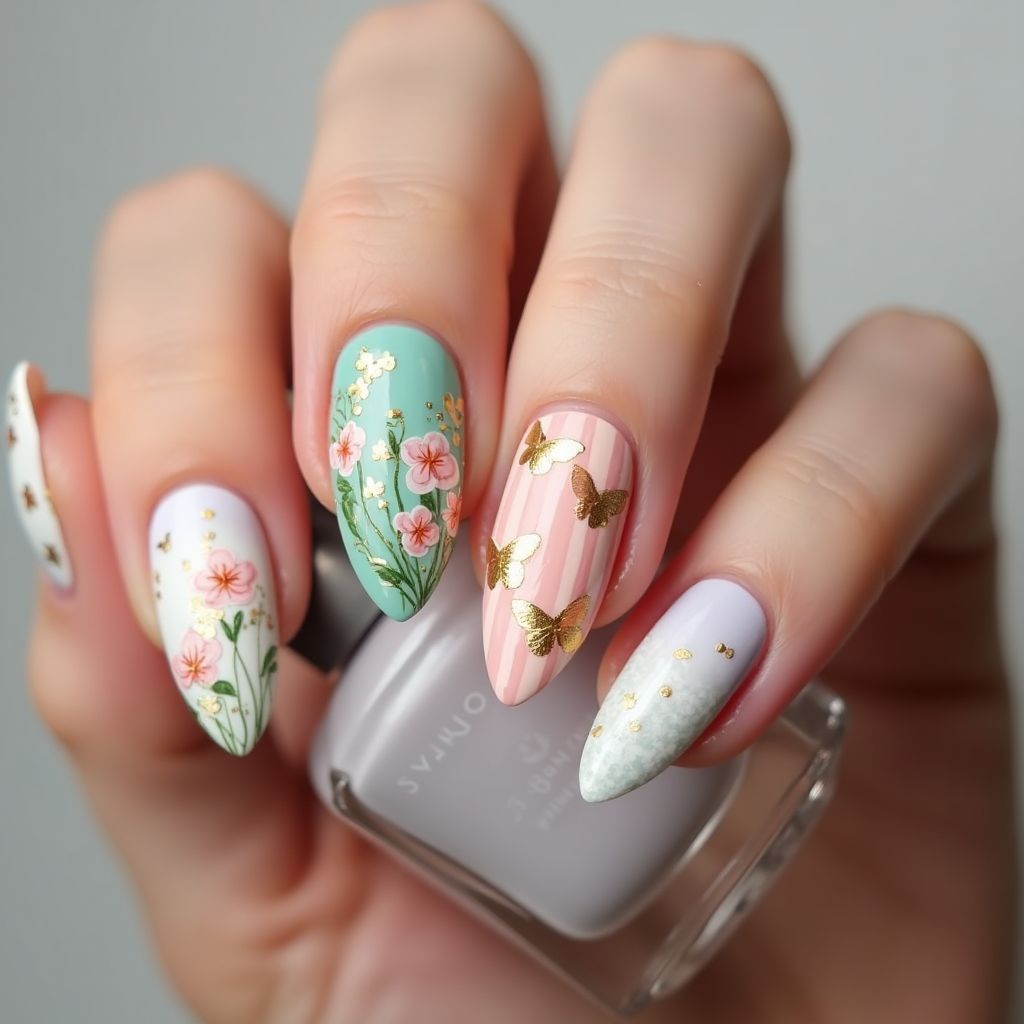 Spring Almond Nail Design