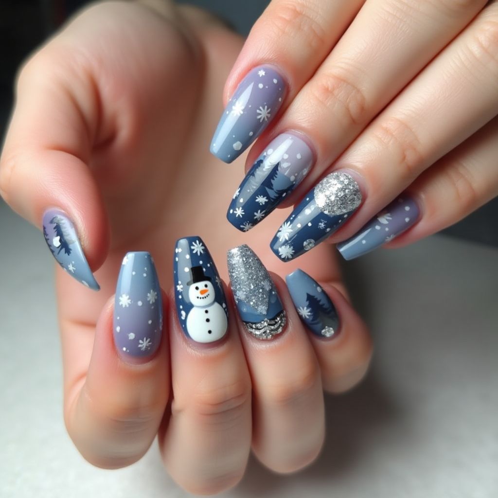 Square Winter Nail Design