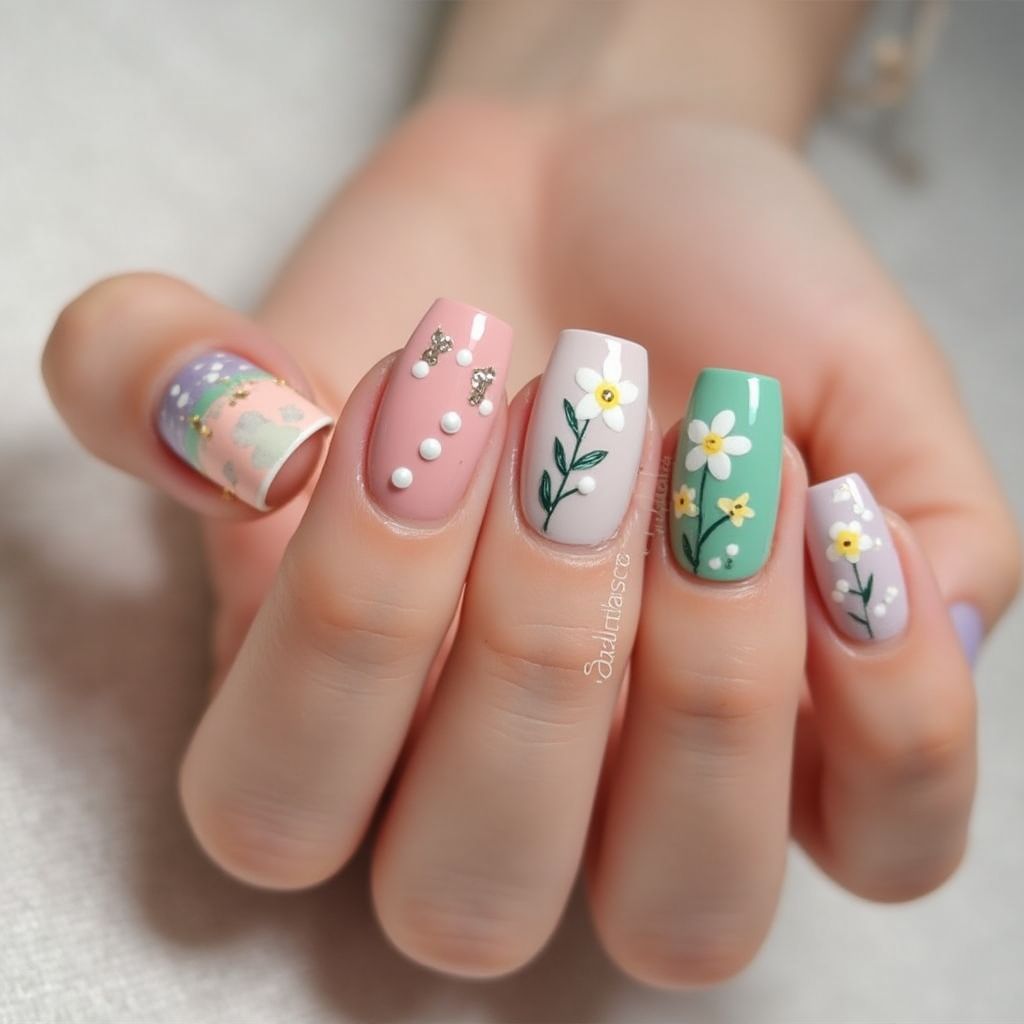 Square Spring Nail Design