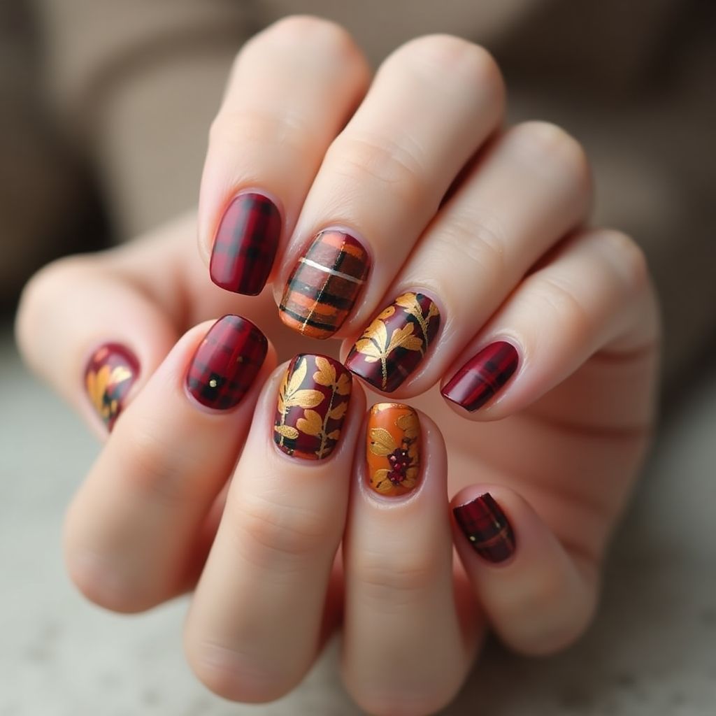 Autumn Round Nail Design
