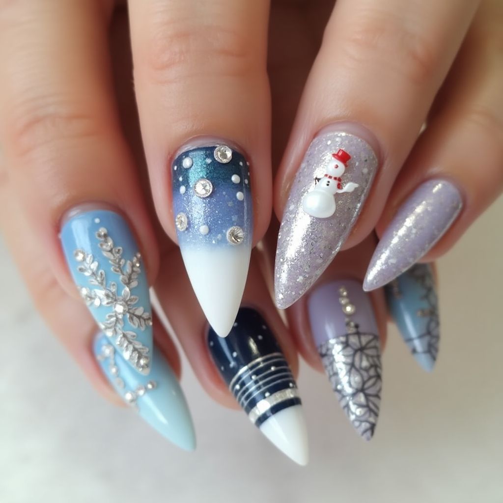 Winter Stiletto Nail Design