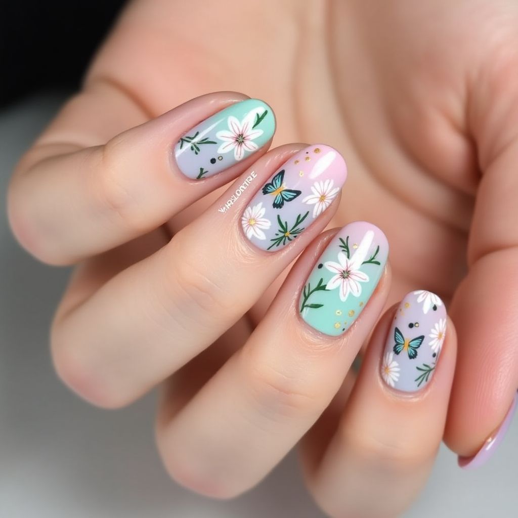Round Spring Nail Design