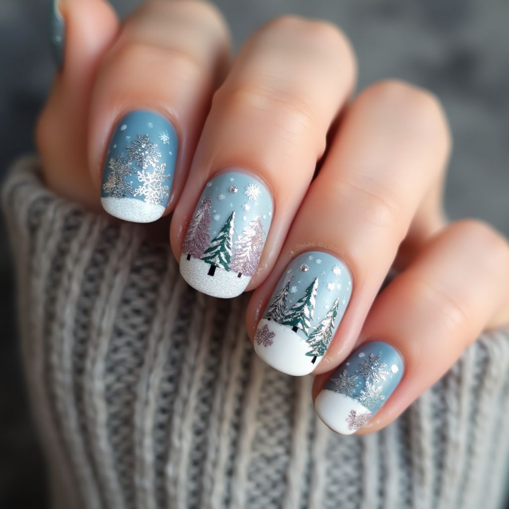 Round Winter Nail Design