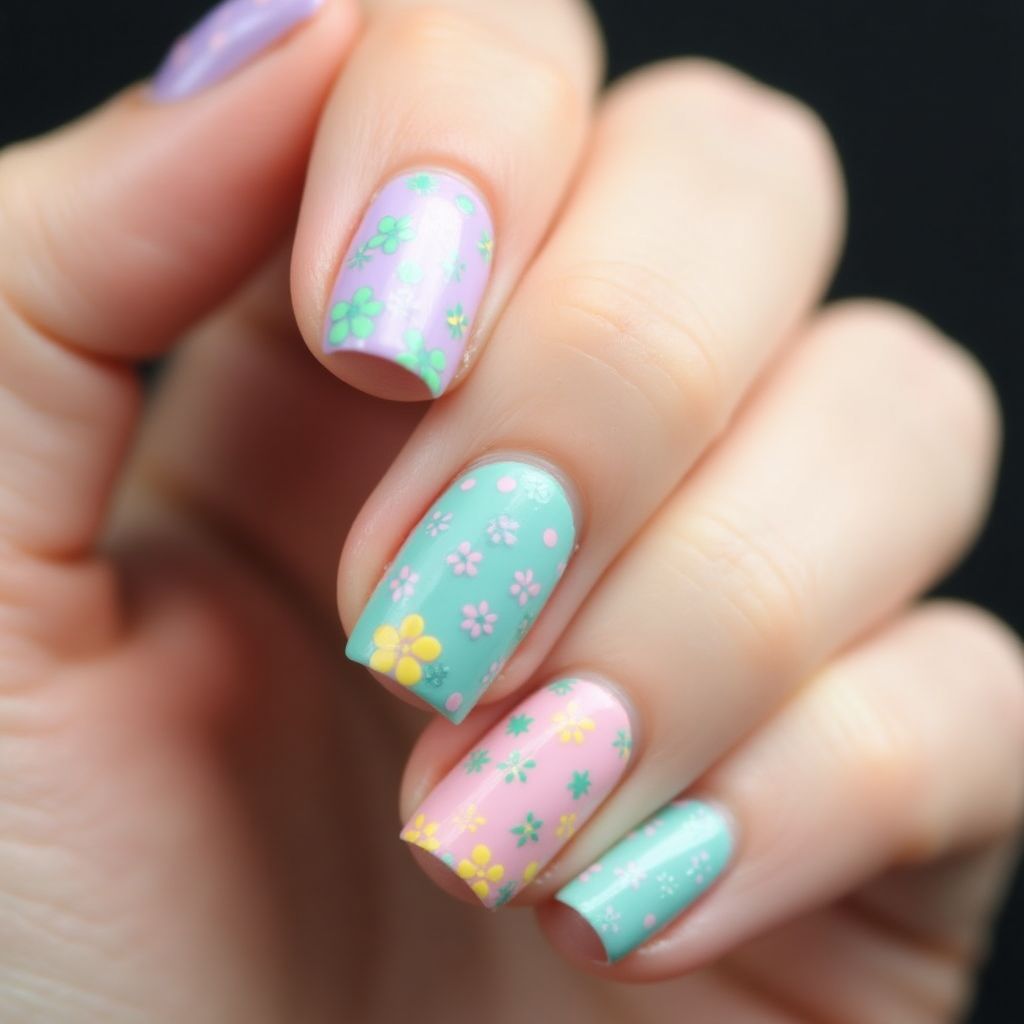 Spring Dotting Nail Design