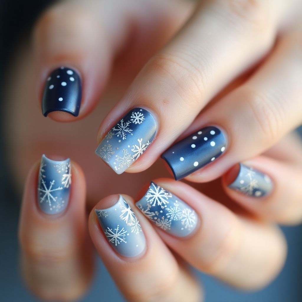 Winter Dotting Nail Design