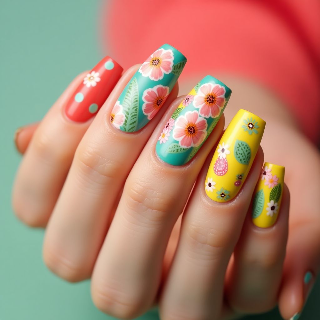 Summer Dotting Nail Design