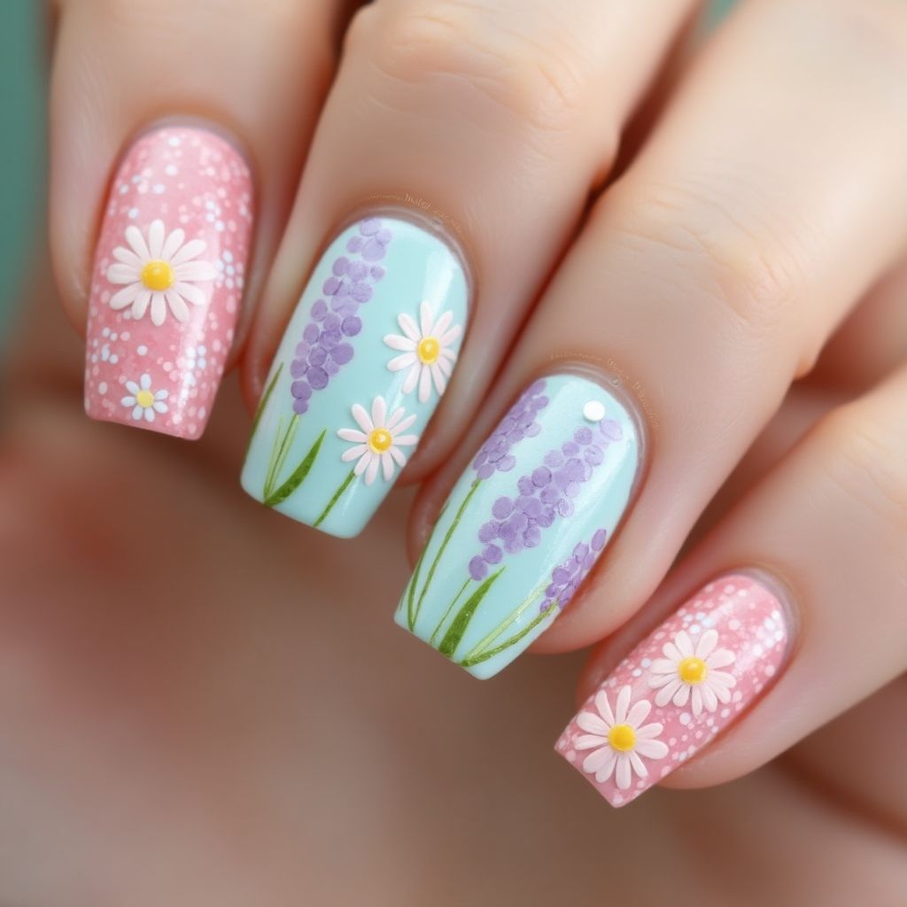 Spring Dotting Nail Design