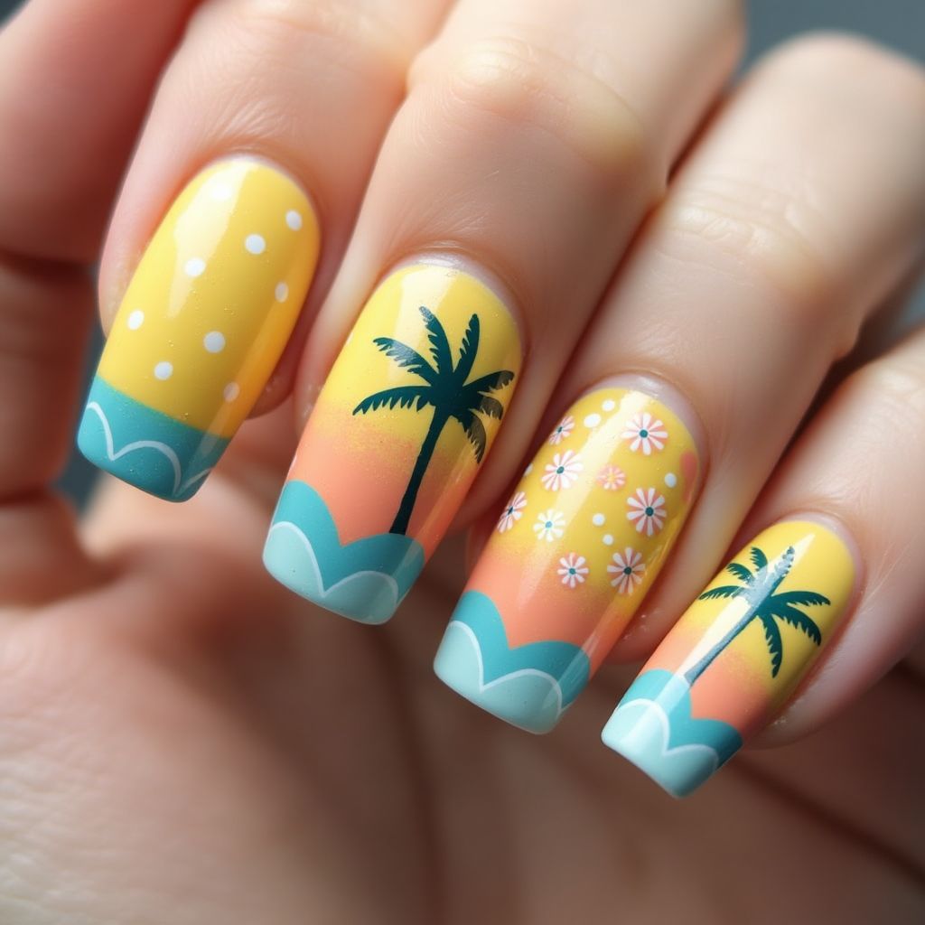 Summer Dotting Nail Design