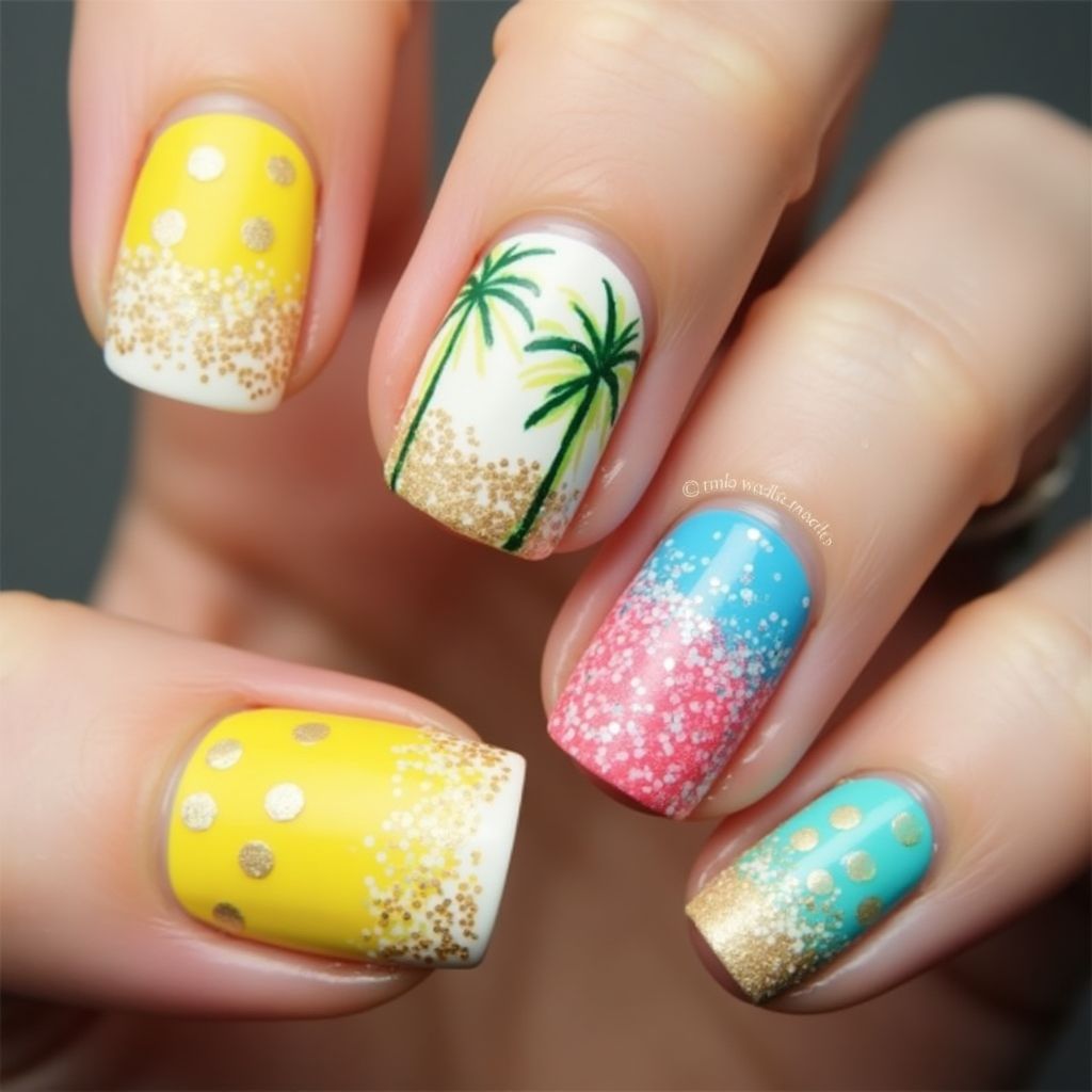 Summer Dotting Nail Design