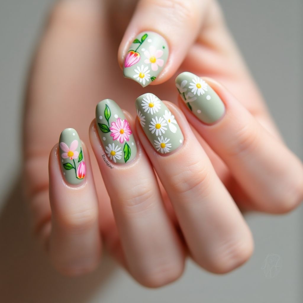 Spring Dotting Nail Design