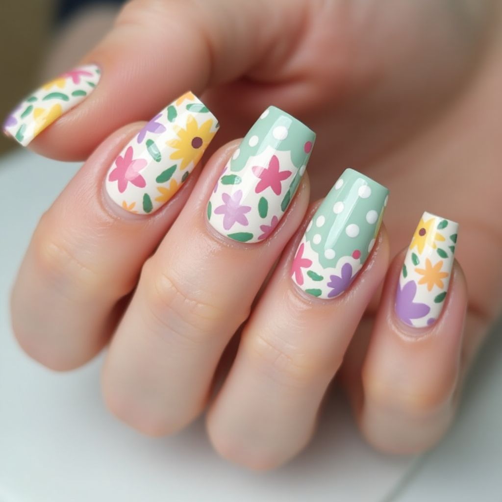 Spring Dotting Nail Design