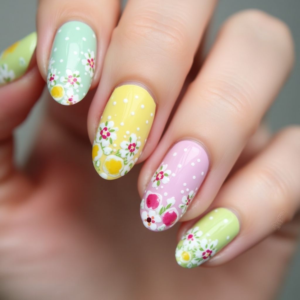 Spring Dotting Nail Design