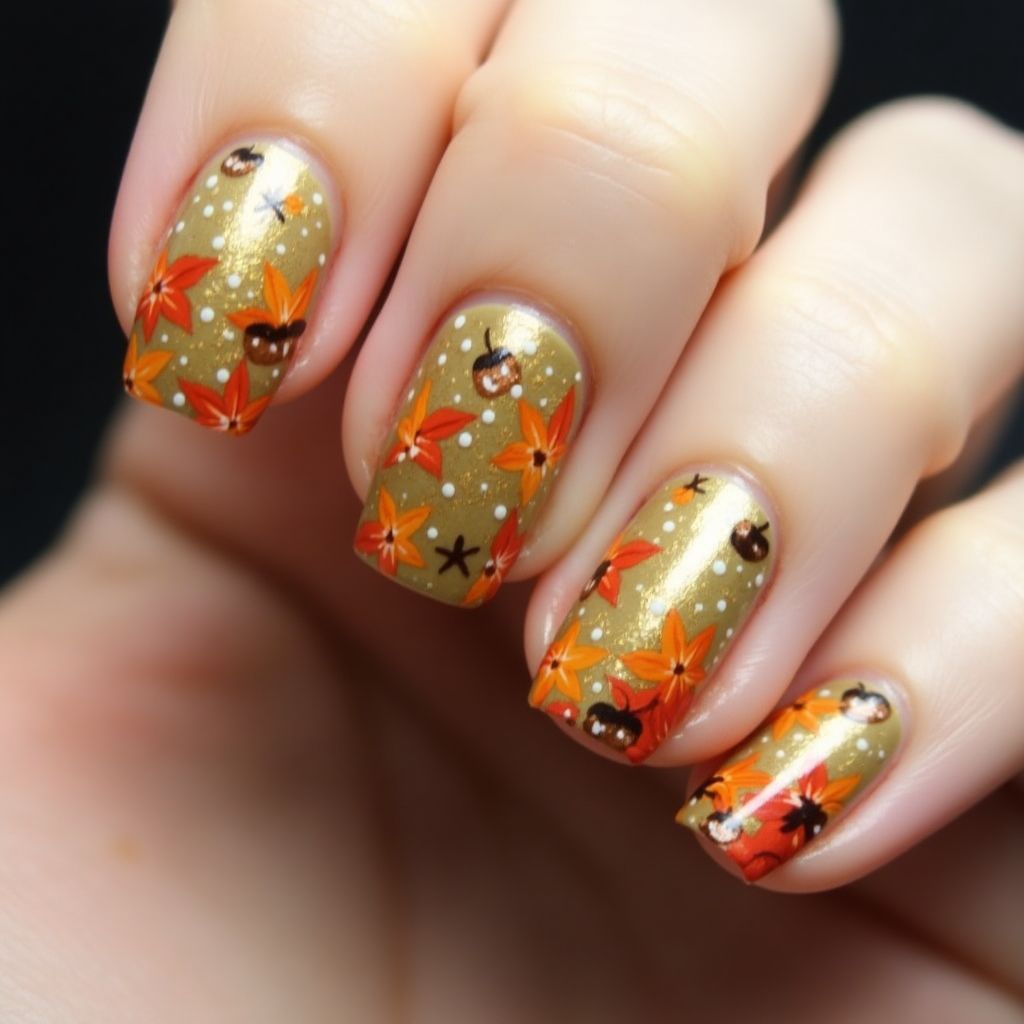 Autumn Dotting Nail Design