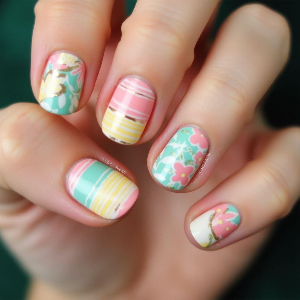 Summer Stripes And Lines Nail Design