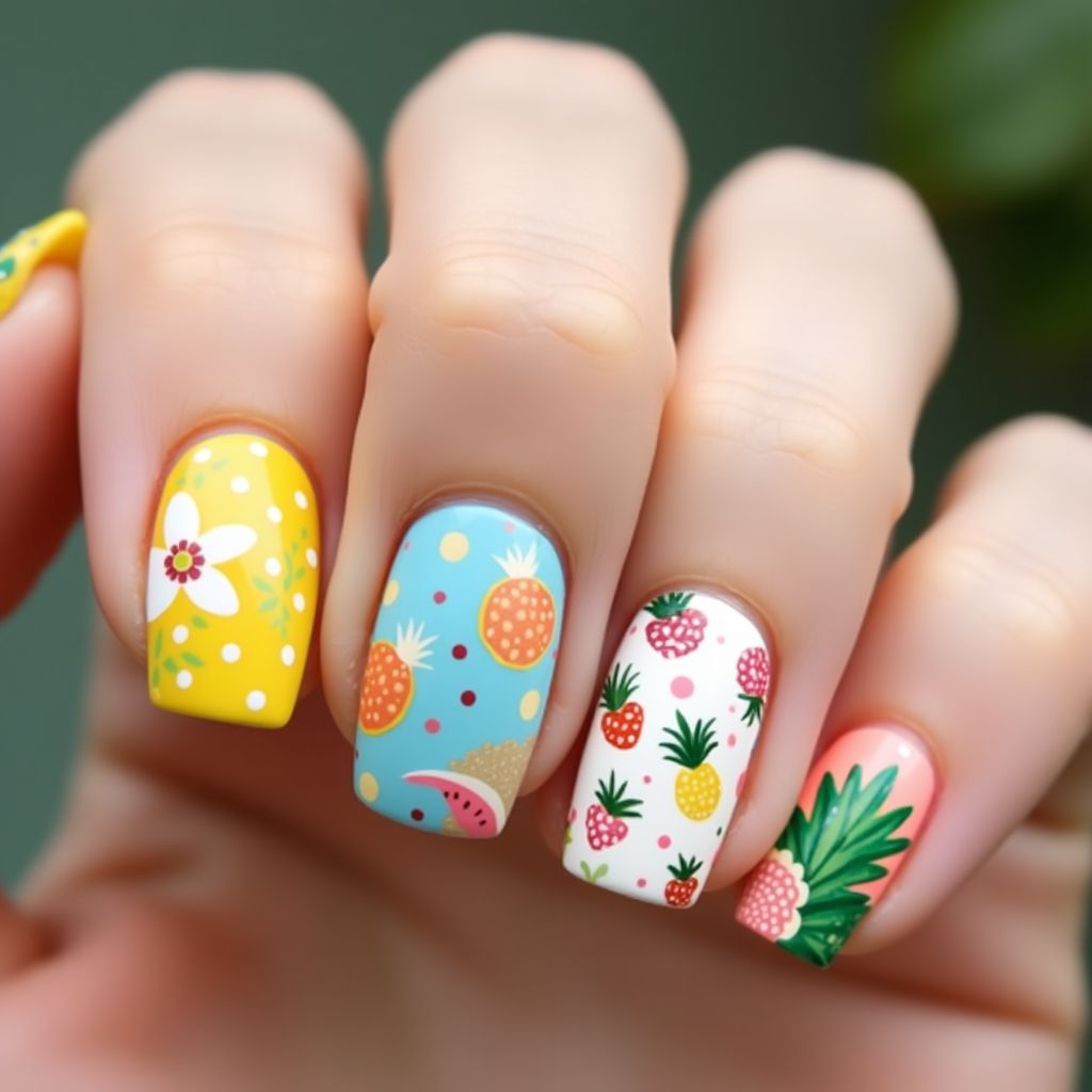 Summer Dotting Nail Design
